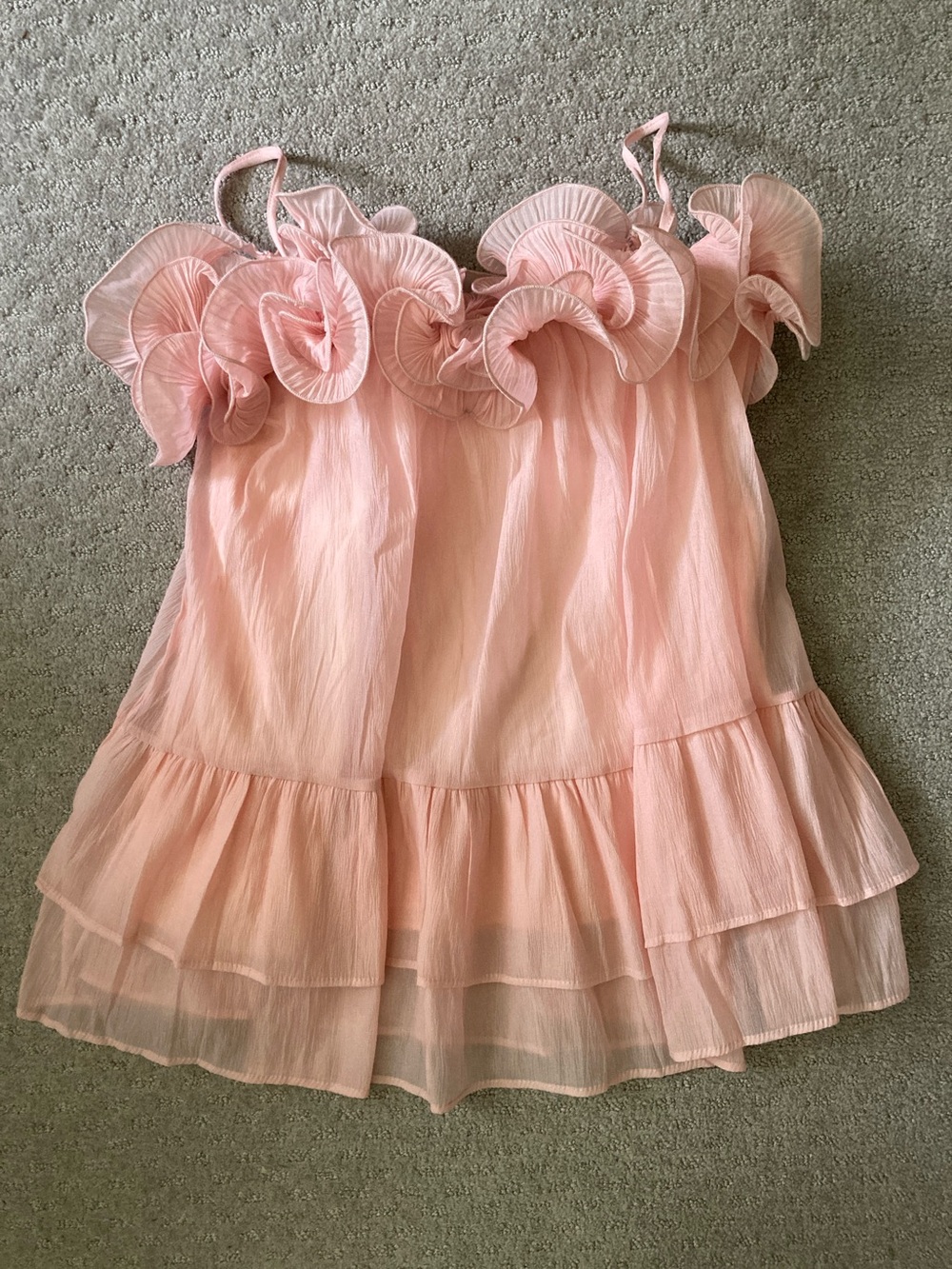 H.A.H. by Ha Huong pink ruffle babydoll dress, Medium.